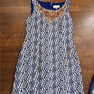 Chic Blue and White Geometric Dress